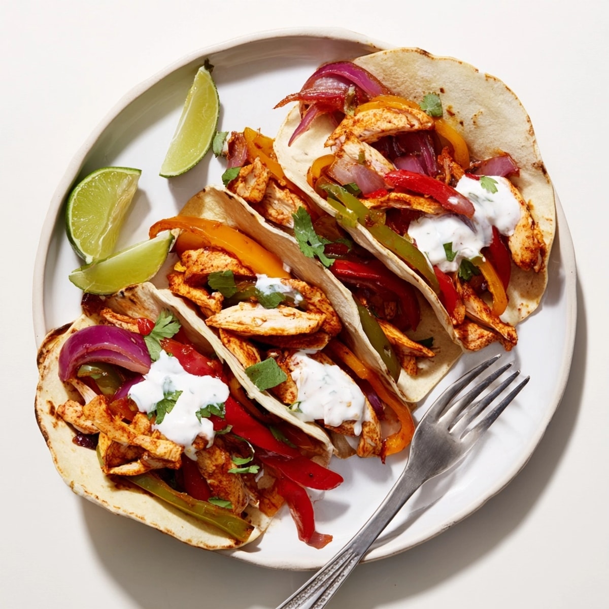 Easy Chicken Fajitas: A family weeknight meal with tender chicken and colorful sauteed vegetables ready to serve.