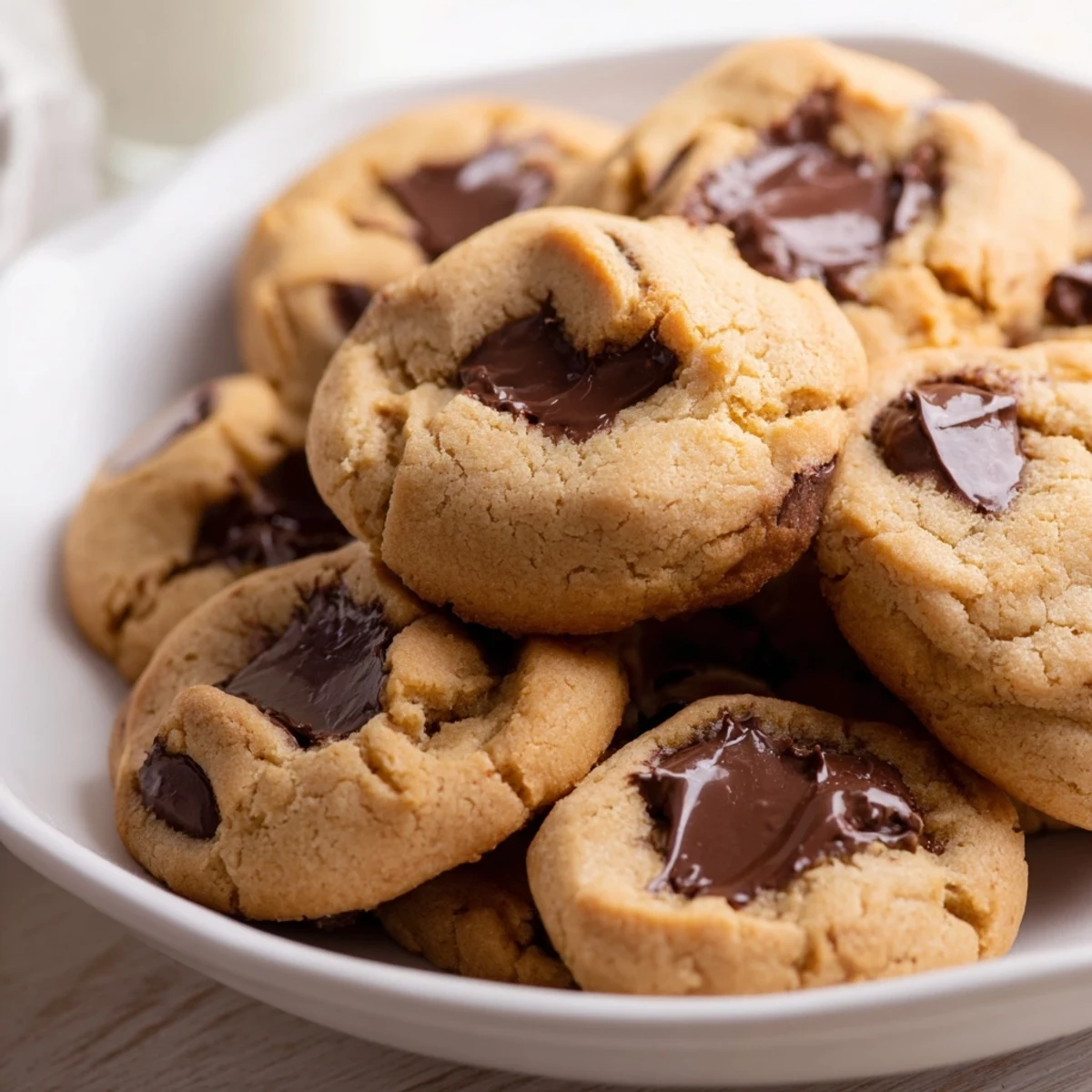 Warm, golden peanut butter chocolate chip cookies fresh from the oven, offering a delightful treat.