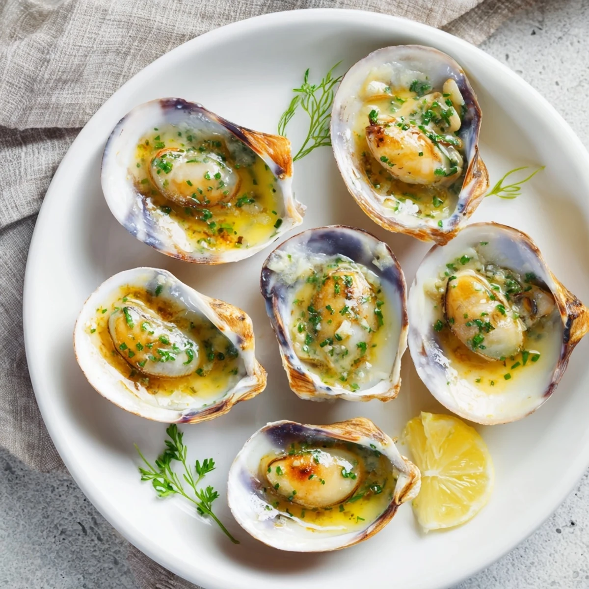 Beautifully seared Harbor-Style Scallops topped with vibrant lemon-dill butter, promising a delicious and fresh seafood dish.