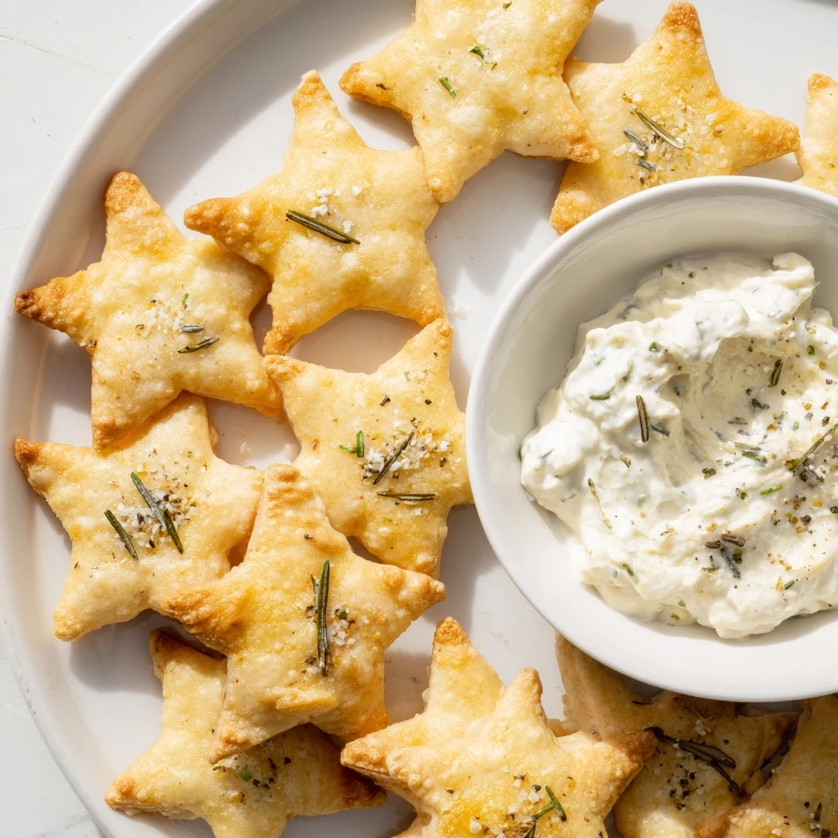 Star-shaped Crackers with Dip