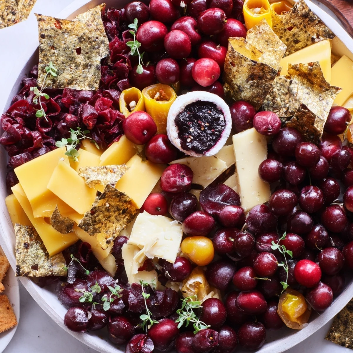 Picture a taste of the Crimson & Gold Gala: a close-up showcasing the vivid, colorful appetizer ingredients.