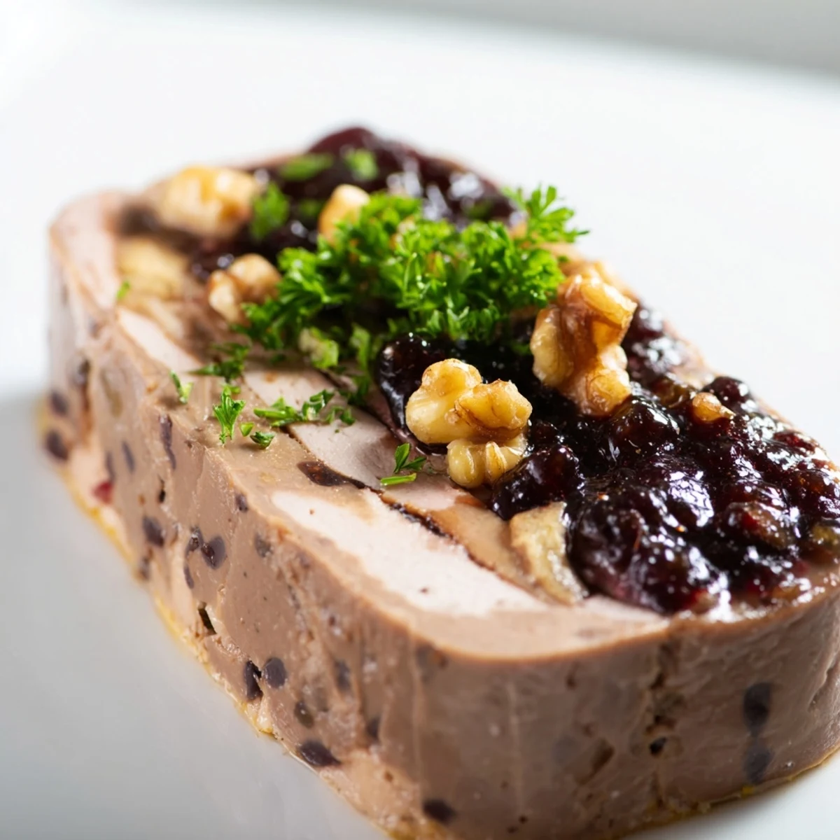 Delectable Velvet Underground starter, showcasing luxurious pâté, crunchy nuts, and sweet jam layers.