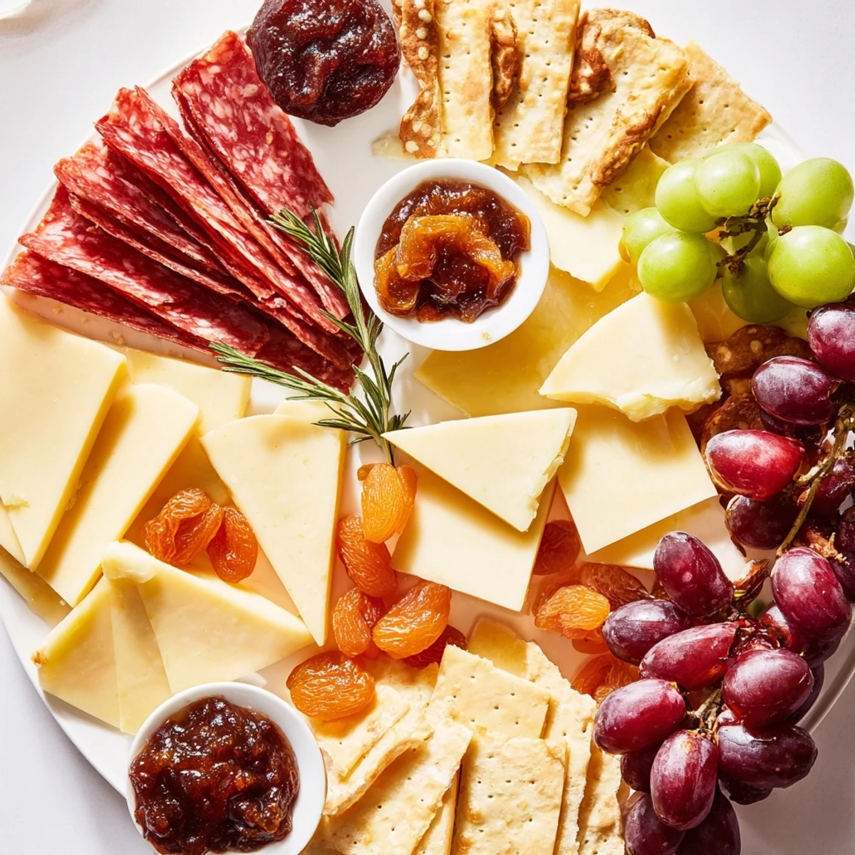 Geometric Gala charcuterie board, a stunning arrangement of visually appealing triangle cheeses and meats.