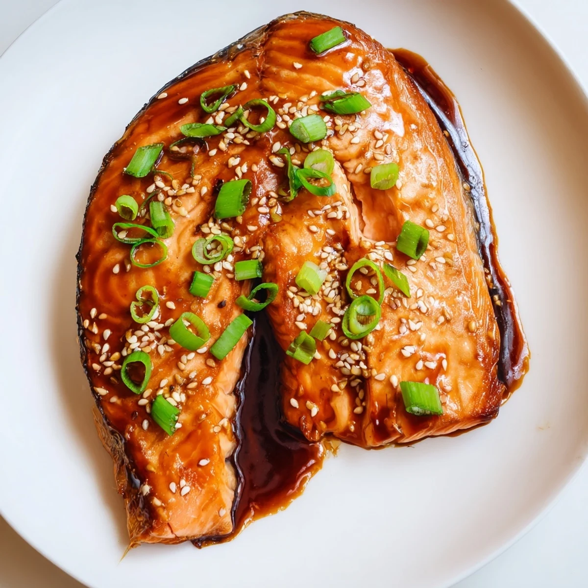 Flaky ginger soy glazed salmon, glistening with a rich glaze, perfect for a flavorful weeknight meal.
