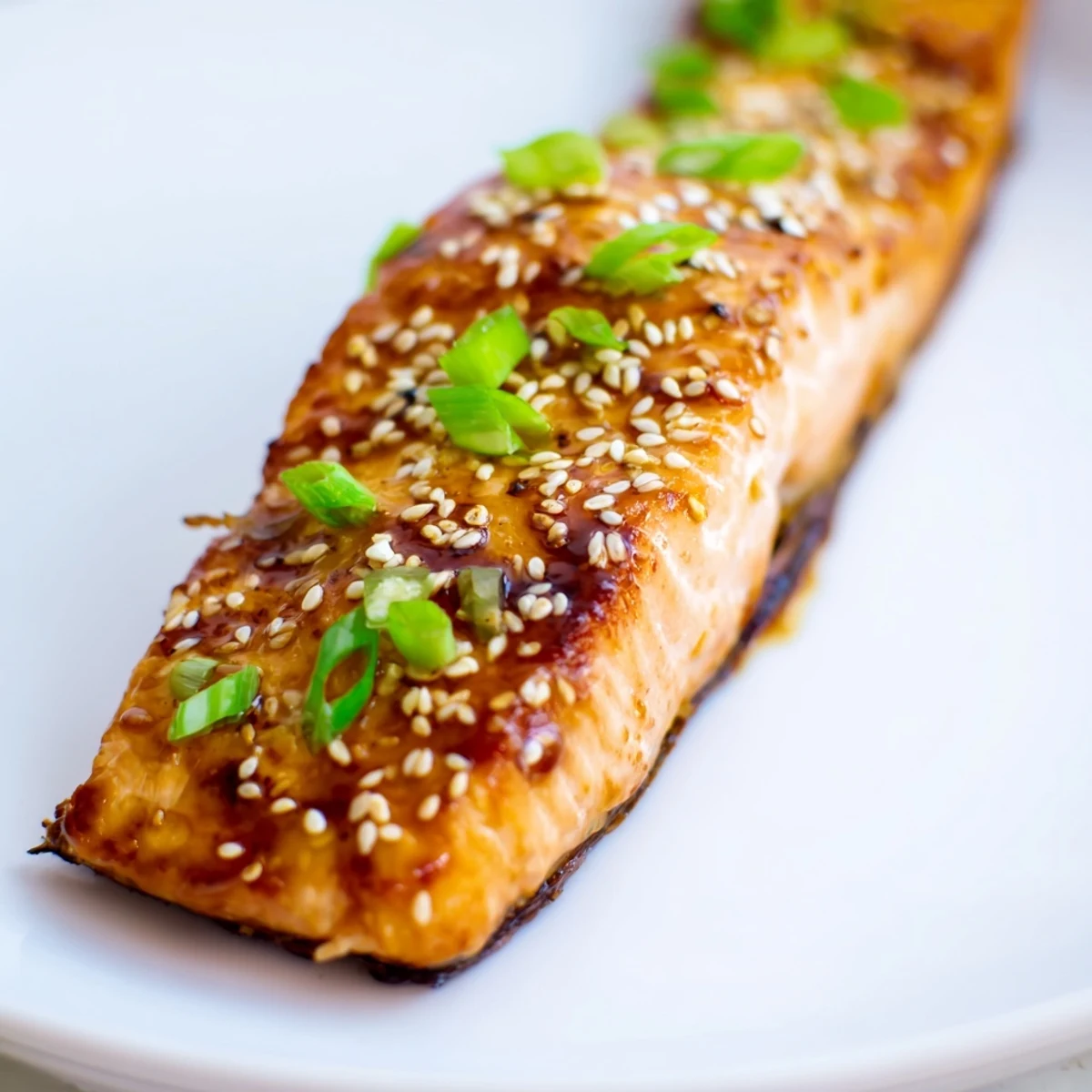 Golden-brown skin graces these ginger soy glazed salmon fillets, alongside a sweet and savory sauce for dinner.