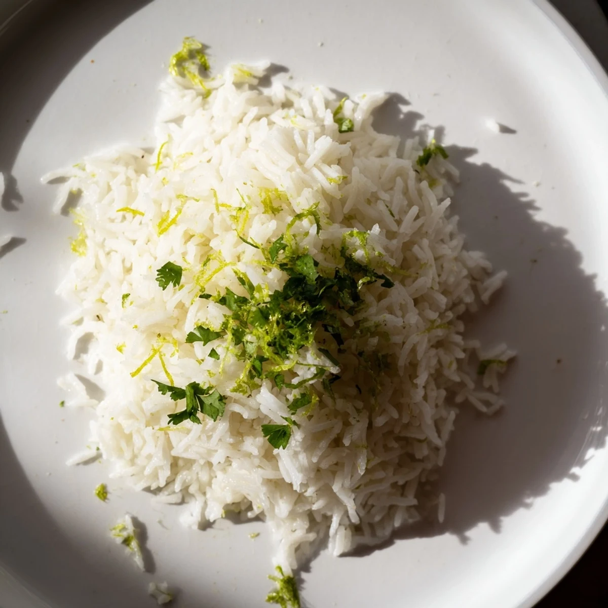 Close-up of vibrant cilantro lime rice, ready to be served alongside delicious tacos or grilled chicken.