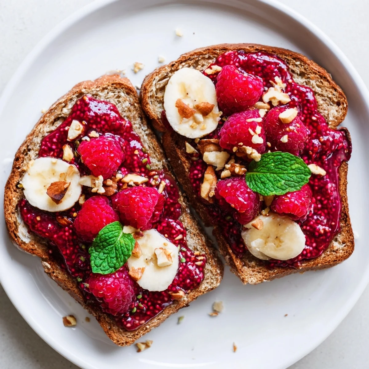 Delicious and healthy: enjoy this homemade raspberry chia jam toast any time of day for a snack.