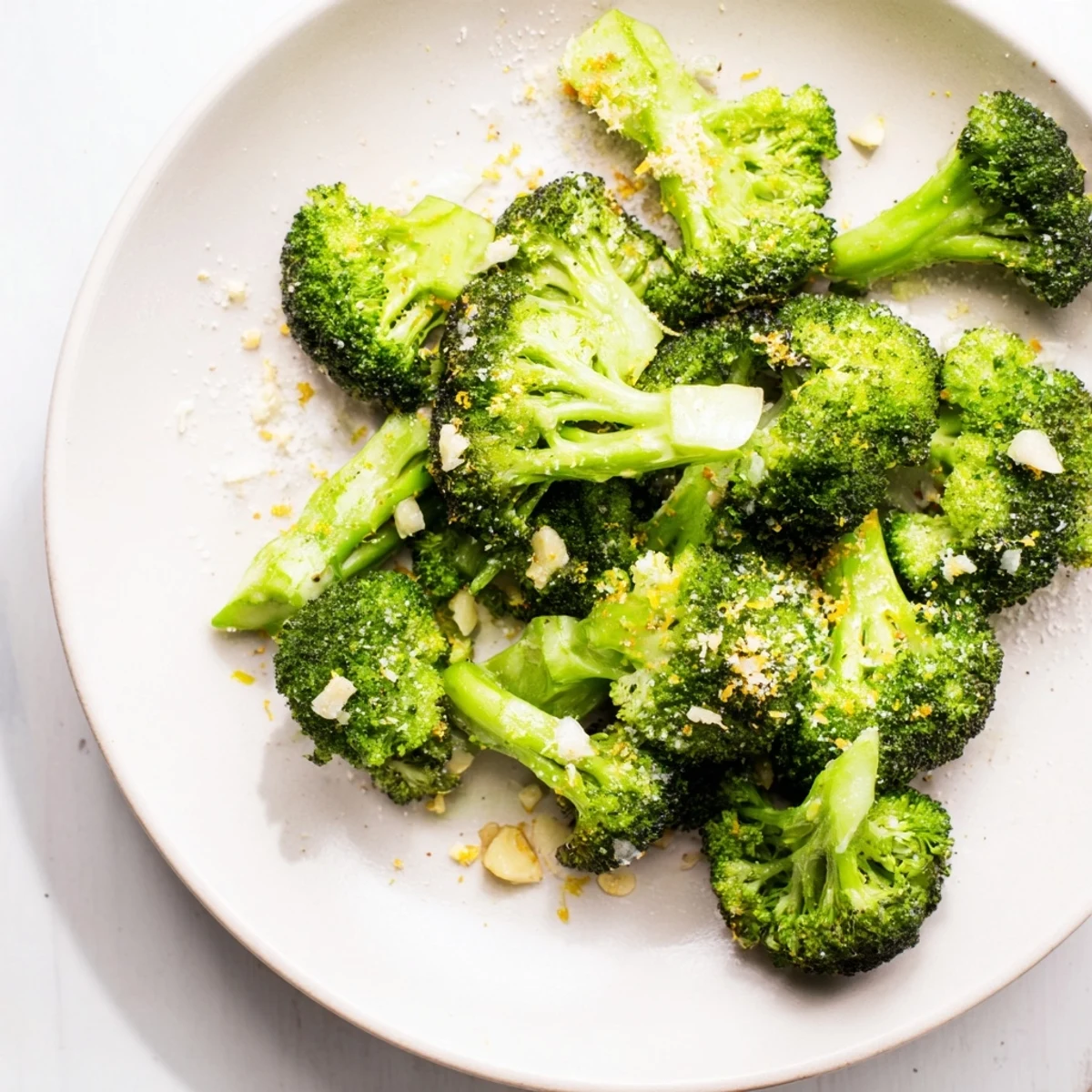 Imagine tender-crisp Lemon Garlic Roasted Broccoli, seasoned perfectly with lemon zest, ready to eat.