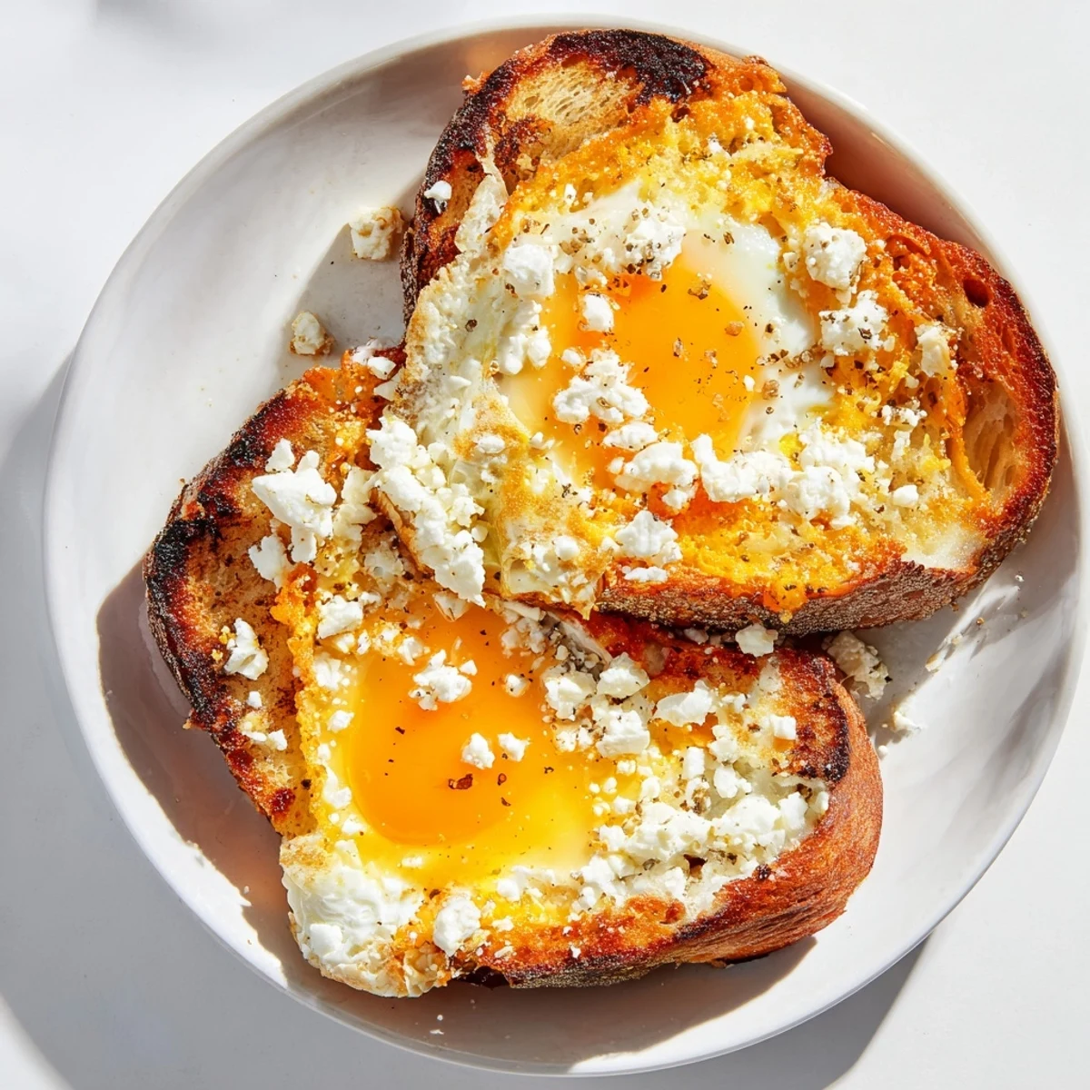 Golden-crisped feta fried eggs inside a grilled cheese, ready for a delicious bite of this flavorful Feta Fried Eggs Grilled Cheese.