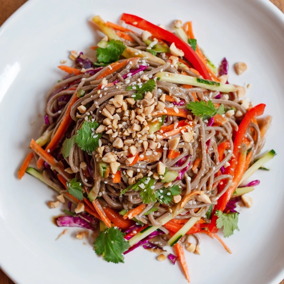 Beautiful bowl of refreshing Cold Noodle Salad piled high, perfect for a light lunch or dinner.