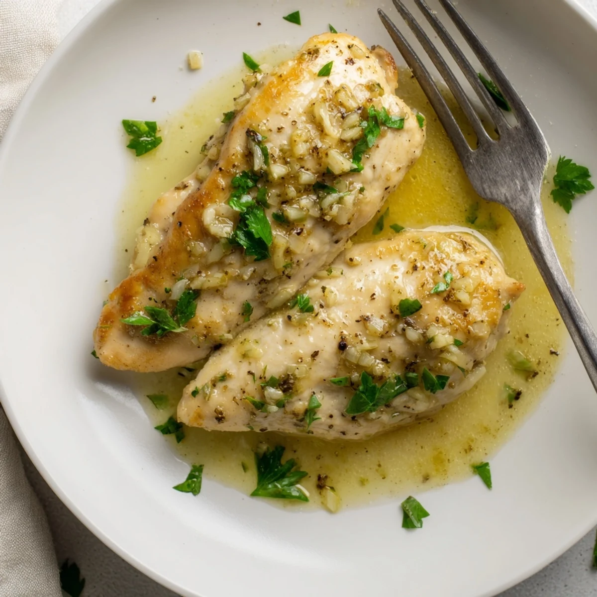 Sizzling Lemon Pepper Chicken served over creamy mashed potatoes, with a drizzle of vibrant lemon-pepper butter sauce.