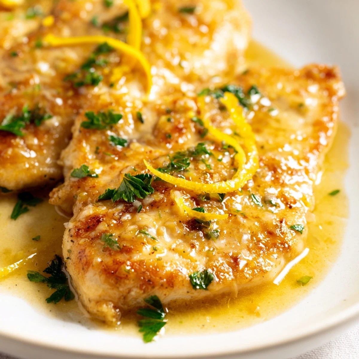 Tender Spinach Lemon Butter Chicken cutlets glisten in a silky lemon butter sauce, served over bright wilted spinach leaves.  