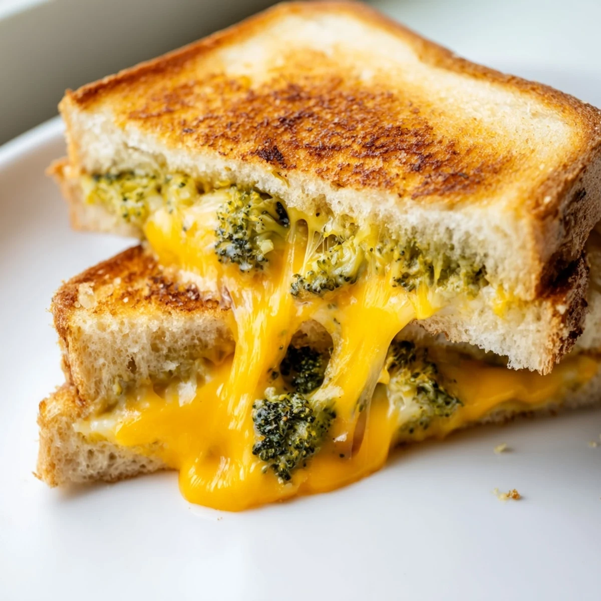 Crispy, buttery sourdough sandwiches stuffed with tender roasted broccoli and gooey sharp cheddar.