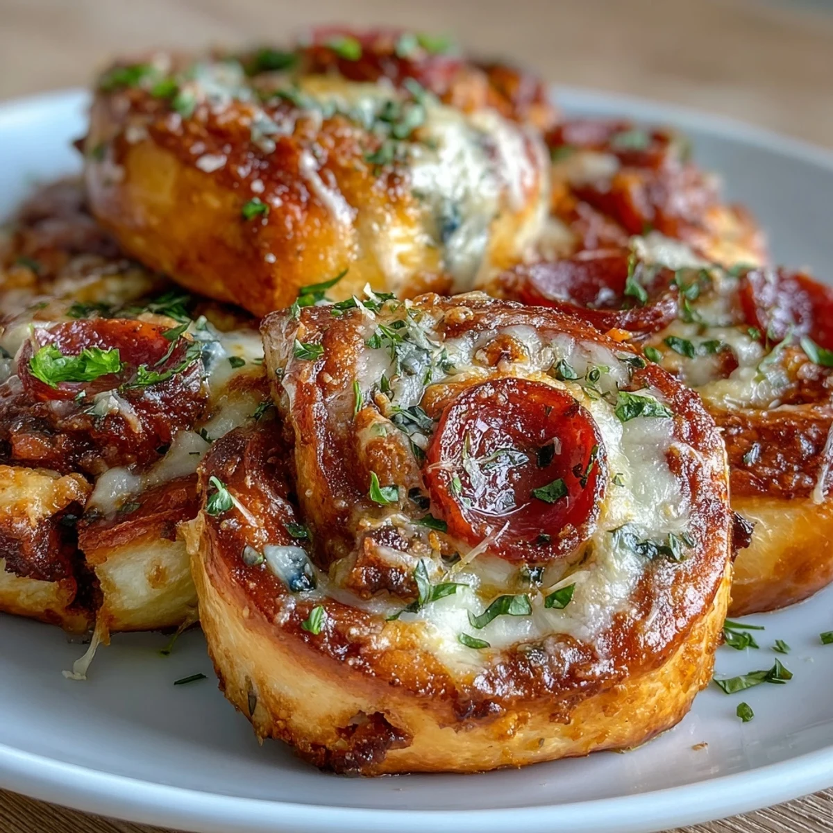 Plated on a rustic cutting board, these Irresistible High Protein Pepperoni Pizza Rolls are brushed with olive oil and served with a small bowl of warm marinara for dipping.