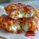 Cheese-stuffed Chīzu Imomochi with crispy edges and soft, chewy centers, drizzled with savory glaze.