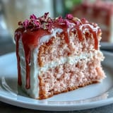 This bridal shower cake boasts delicate pink velvet layers and a luscious rosé buttercream.