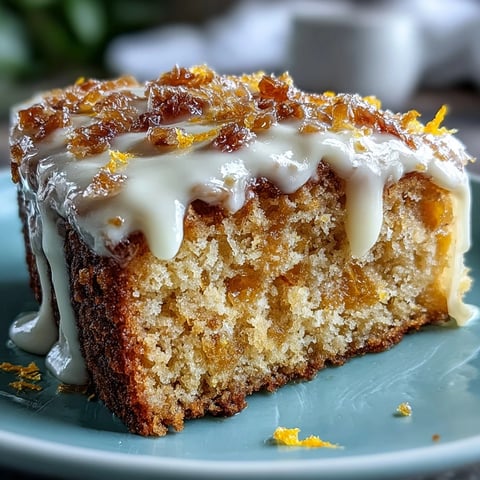 Freshly baked Heavenly Blood Orange Yogurt Cake with a glossy citrus icing drizzle on a cooling rack.