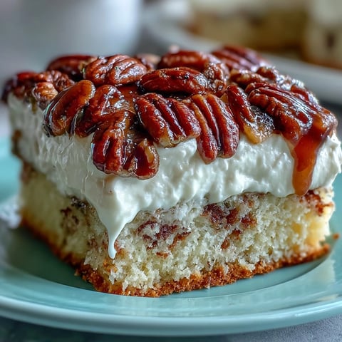 Freshly baked Butter Pecan Tres Leches Cake soaked in a rich milk mixture and topped with sweet whipped cream.