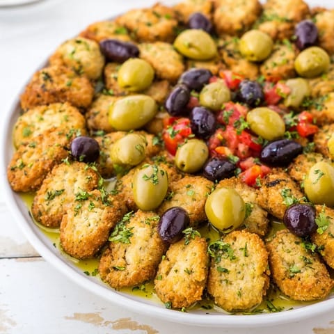 This The Roman Colosseum Snack Platter shows olives as gladiators in a fun, Italian-inspired appetizer.