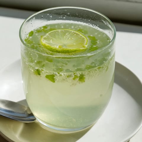 Bright green Mint Lime Agua Fresca, showcasing fresh mint and lime, perfect for summer afternoons.