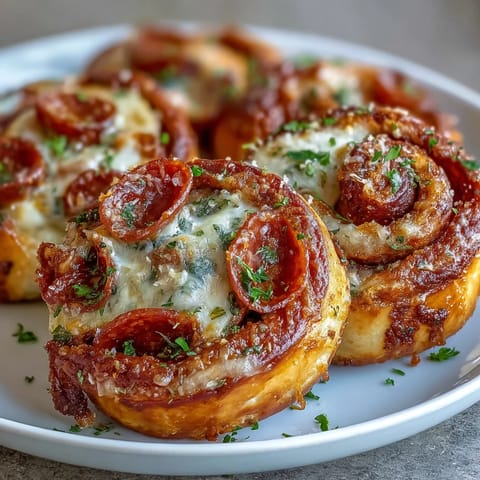 A slice of Irresistible High Protein Pepperoni Pizza Rolls reveals a hearty filling of seasoned lean beef, zesty sauce, and gooey cheese inside soft dough. 