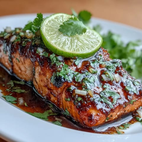 1. Honey-lime garlic butter baked salmon with golden caramelized glaze and fresh lime slices.  