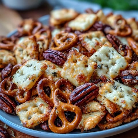 Tangy sourdough Cheez-Its combined with mixed nuts and pretzels, tossed in seasoned butter for bold flavor.  