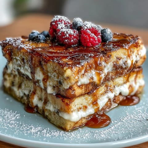 Fluffy pancake casserole layered with fresh berries and creamy custard, a perfect centerpiece for a festive Mothers Day brunch.