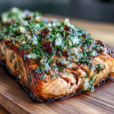 Tender salmon fillets grilled on aromatic cedar planks, infused with garlic, dill, and lemon for a rustic, smoky summer dish.