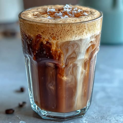 Frothy homemade Brown Sugar Oat Milk Shaken Espresso ready to enjoy with creamy swirls.