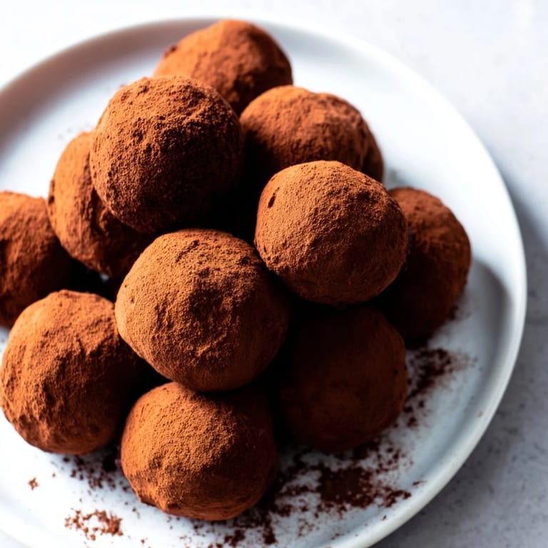 Silky smooth dark chocolate truffles, a vegetarian dessert made with cream and butter, ready to chill.