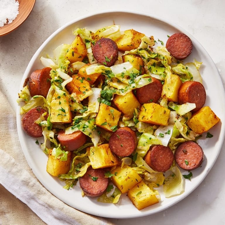 Golden-brown kielbasa and tender potatoes star in this rustic Flint-Style Skillet recipe.