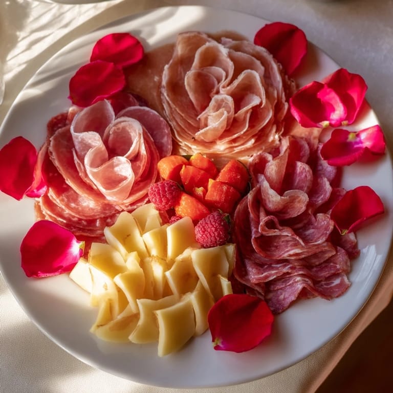 Vibrant Pink Petal Watercolor Wash appetizer, a visually stunning platter with layered pink ingredients for spring celebrations.