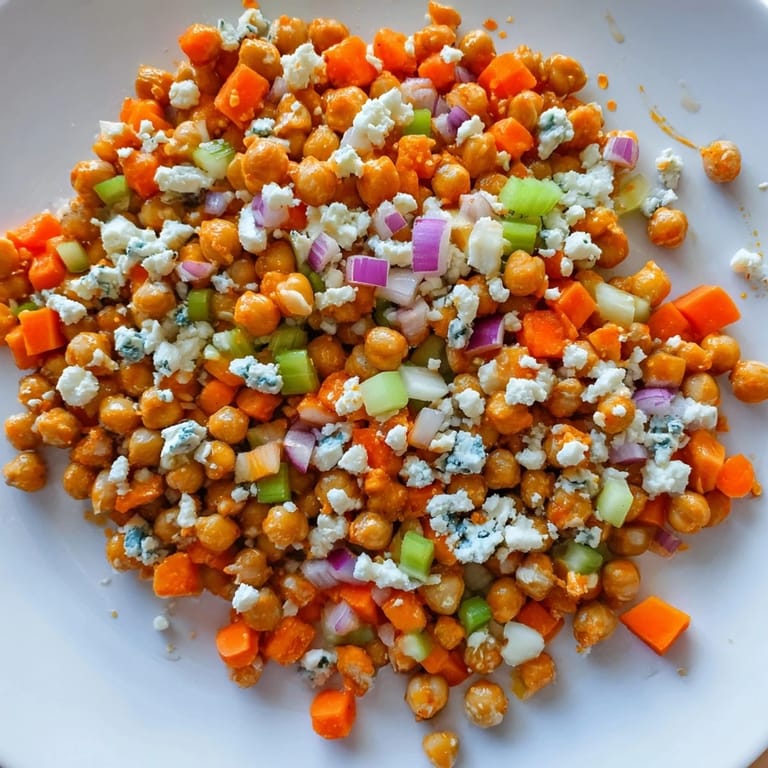 This flavorful Buffalo Chicken Bean Salad is served, showcasing the bright colors and textures.