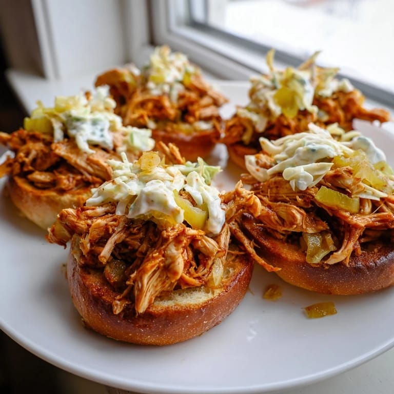 Savory BBQ jackfruit sliders: a close-up shows tender jackfruit with creamy coleslaw.
