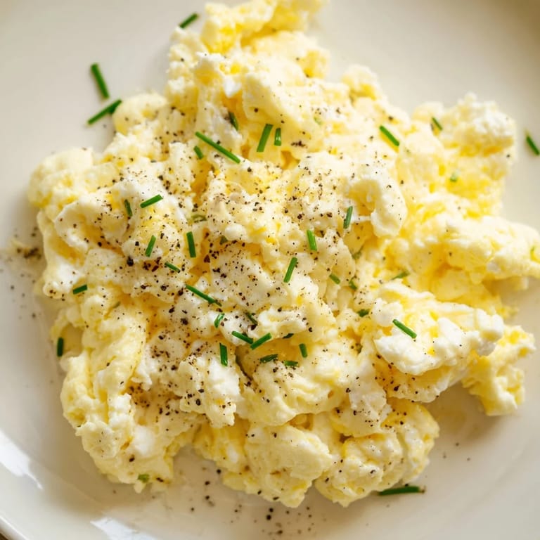 Creamy Cottage Cheese Scrambled Eggs, with a rich texture, perfect for a quick, healthy meal.