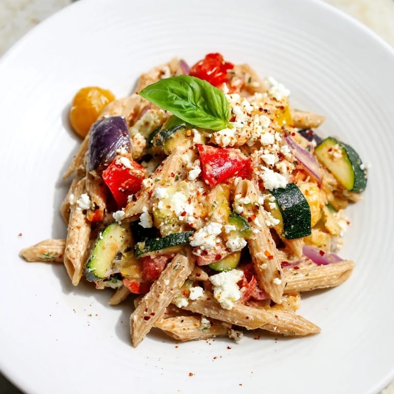 Golden baked feta pasta, a comforting Mediterranean meal with vibrant cherry tomatoes, and basil.