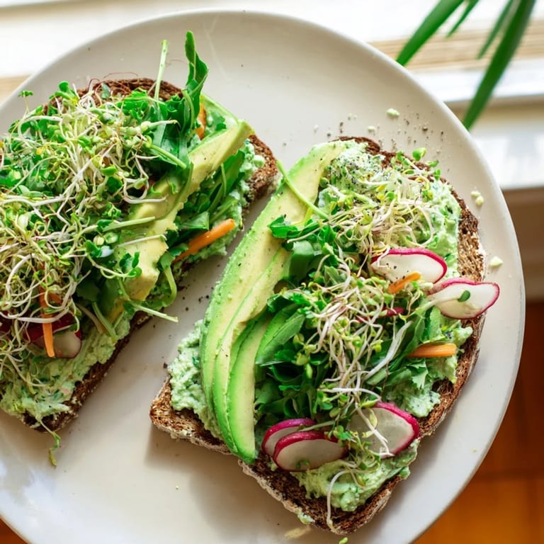 This delicious Green Goddess Sandwich displays creamy green spread and colorful fresh veggie fillings, ready to eat!