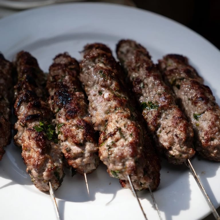 Delicious Iraqi Kebab Tikka kebabs, perfectly seasoned and cooked, served with fresh flatbread and lemon wedges.