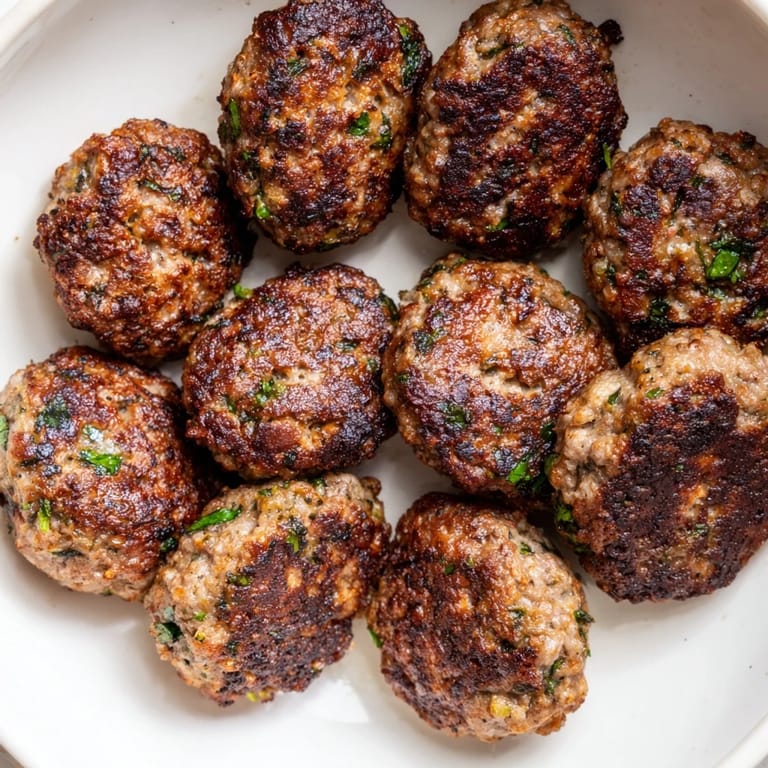 Aromatic Turkish Köfte meatballs, sizzling on a grill, promising a smoky flavor for your next dinner.