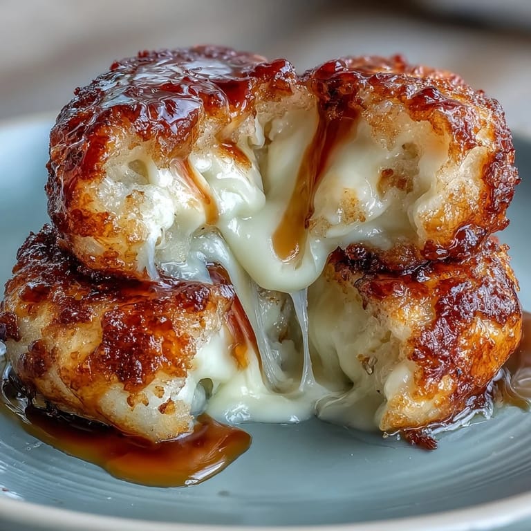 Japanese Chīzu Imomochi appetizer arranged on a plate, garnished with sesame seeds and scallions.