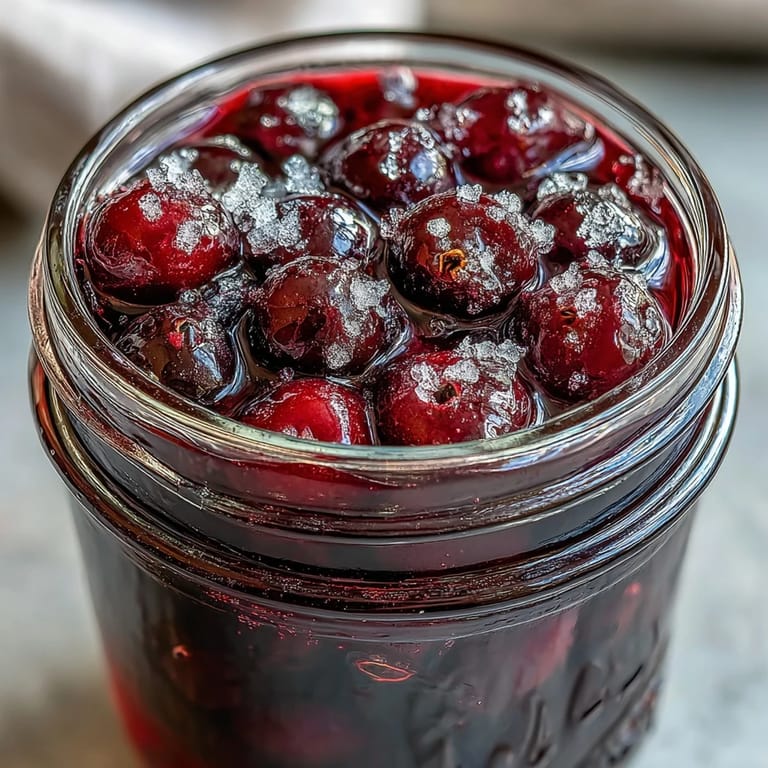 Homemade Blackcurrant Vodka Liqueur steeping in a glass jar, showing the dark infusion of berries and sugar suspended in clear spirits.
