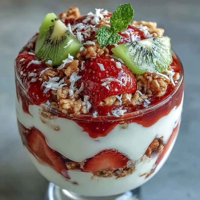 Lush guava preserves and fresh strawberries add bright color to the Guava-Flavored Yogurt Parfait.