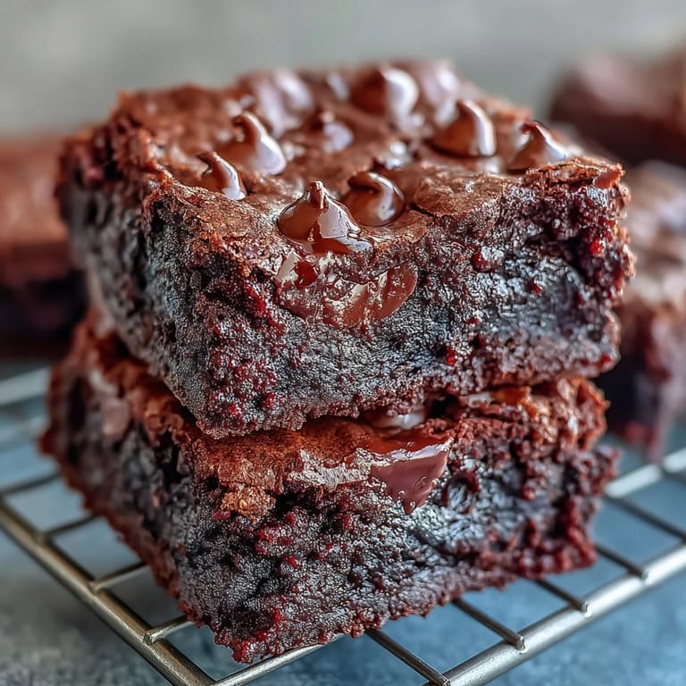 Stack of sliced Greek Yogurt Brownies served on a white plate, ready to enjoy with a glass of cold milk.