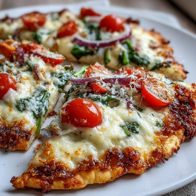 Bite into a Crispy Garlic Parmesan Naan Pizza with bubbling cheese and garlic butter brushed base.