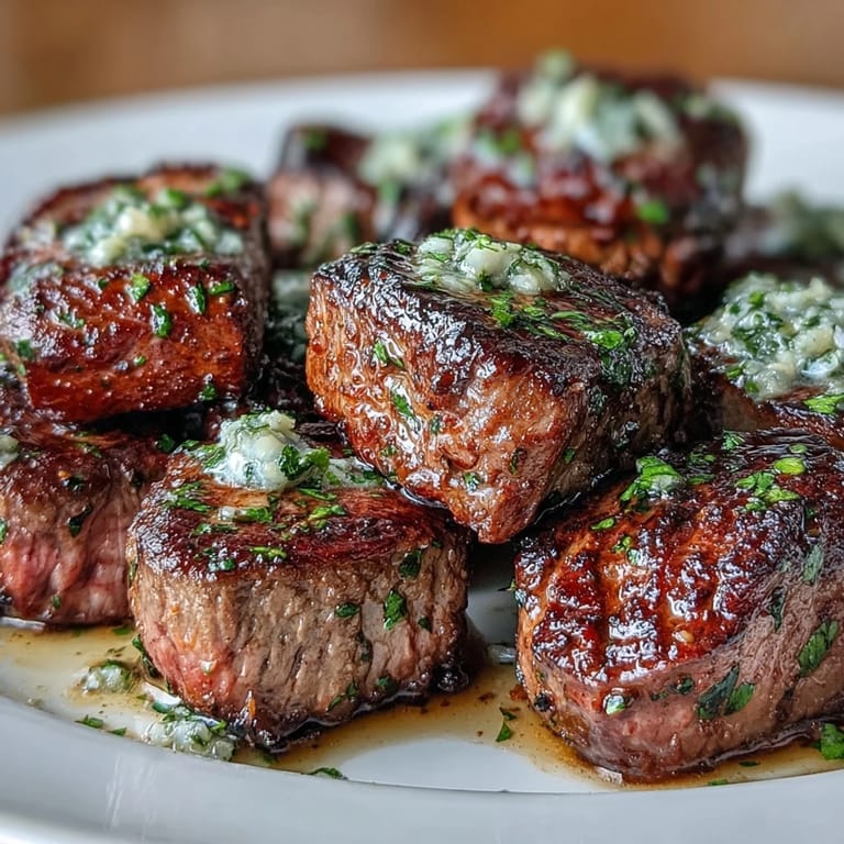 2. Succulent sirloin steak cubes seared and tossed in rich garlic butter, served alongside golden avocado fries and delicate zucchini ribbons.  