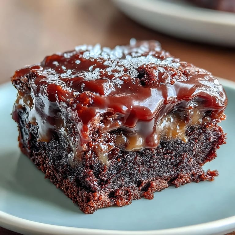 Fudgy dark chocolate brownies swirled with homemade miso caramel, offering a unique sweet-salty flavor combination.