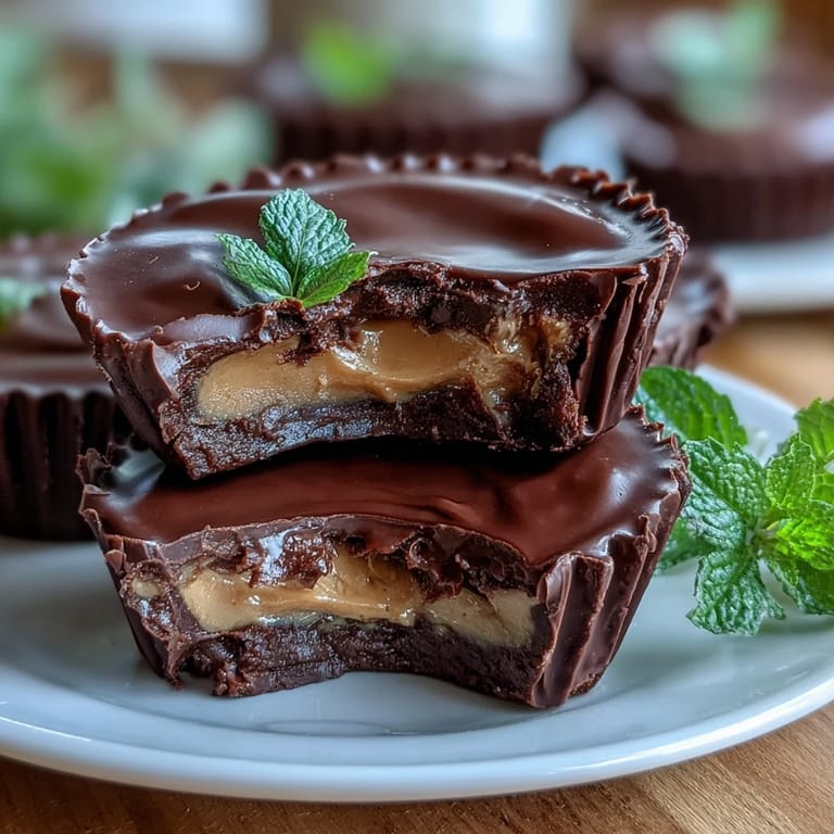 Decadent dark chocolate peanut butter cups - Luscious layers of smooth dark chocolate and sweet-salty peanut butter filling, perfect for an indulgent dessert or snack.