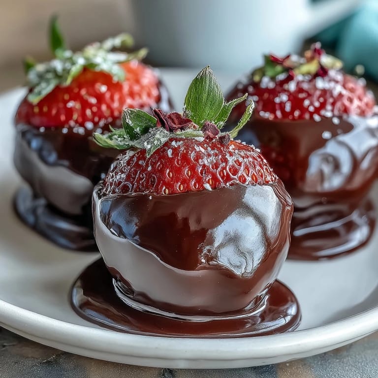 Bite-sized strawberry and cardamom truffles dipped in glossy dark chocolate shell, inspired by Dubai's love for opulent sweets and perfect for elegant gatherings.