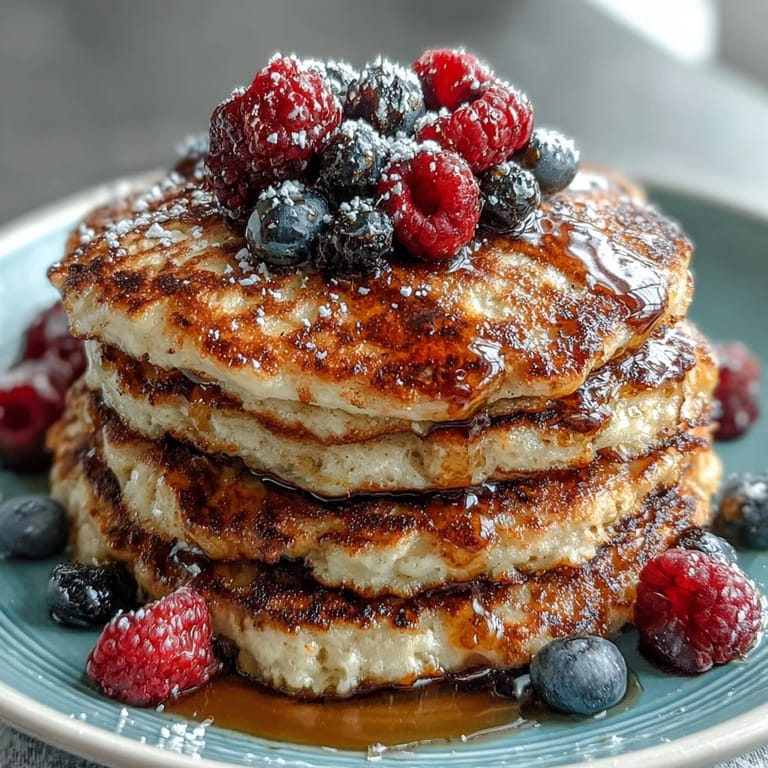 Stack of delicious High Fiber Protein Pancakes, perfect for a post-workout boost.
